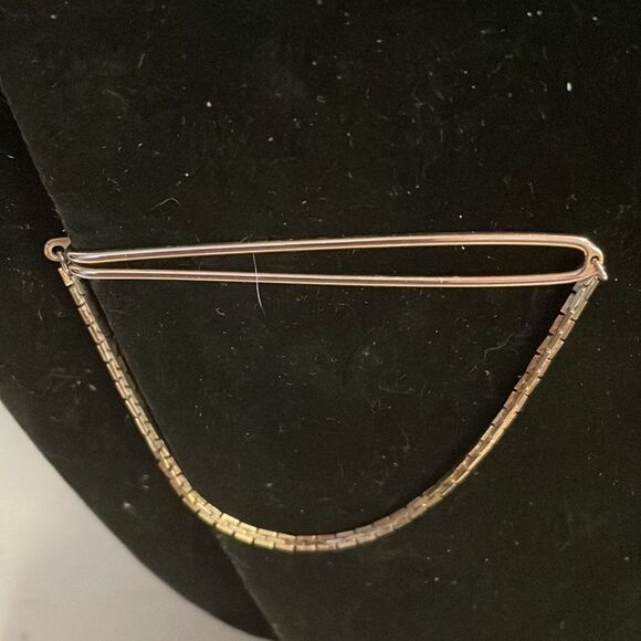 Vintage-1930s-Art Deco Hickok double gold tone tie bar w/Herringbone swag - Picture 3 of 13